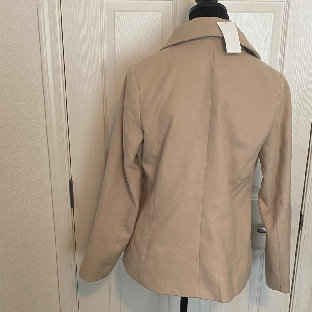 Classic Tan Double-Breasted Women's Coat - Picture 3 of 5